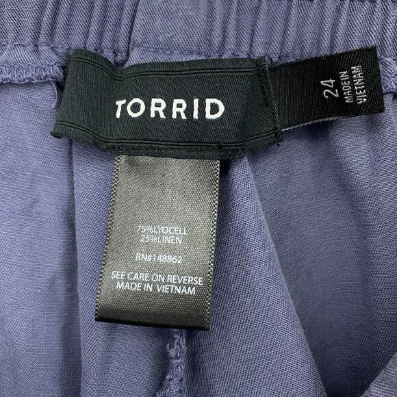 Torrid Tapered Leg Casual Crop Pants Womens Size 24 Elastic Back Waist Blue Gray - Picture 5 of 5